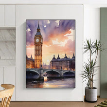 Load image into Gallery viewer, “Watercolor of Big Ben and Westminster” – Watercolor Cityscape with Evening Hues DTP091
