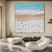 Load image into Gallery viewer, Vibrant Beach Aerial View Abstract Canvas Painting, Great for Family Room &amp; Vacation Rental Lobby LargeART1131
