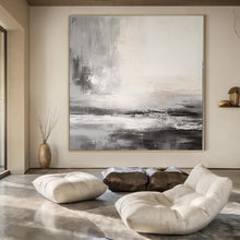 Load image into Gallery viewer, Gray - White Abstract Landscape Painting, Ideal for Modern Coastal Home &amp; Serene Office Space LargeART1377
