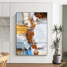 Load image into Gallery viewer, “Geometric Fusion in Warm Tones” Abstract Cubist - Style Painting on Canvas, Modern Artistic Decor DKH937
