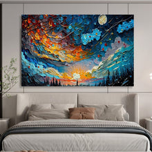 Load image into Gallery viewer, Night Sky “Colorful Cosmos” Painting on Canvas, Dynamic Celestial Art DKH878
