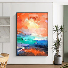 Load image into Gallery viewer, Orange &amp; Turquoise Abstract Art, Perfect for Modern Loft &amp; Creative Studio LargeART2114
