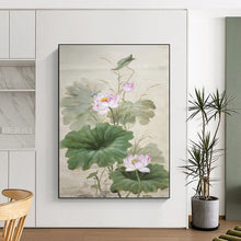 Load image into Gallery viewer, “Traditional Chinese Lotus Painting” - Oriental Floral Art on Canvas DKH1588
