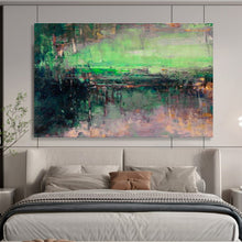 Load image into Gallery viewer, Green - Toned Abstract Landscape Painting On Canvas DKH395
