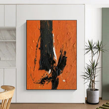 Load image into Gallery viewer, Orange Background with Black Strokes Acrylic Art - Ideal for Industrial - style Cafe &amp; Bold Home Office LargeART0604
