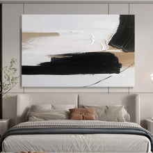 Load image into Gallery viewer, Black, White, and Beige Abstract Painting for Serene Bedroom &amp; Minimalist Lounge DKH315
