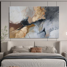 Load image into Gallery viewer, Gray Gold Black Contrast Abstract Painting DKH518
