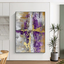 Load image into Gallery viewer, Purple - Gold - Gray Fusion Art for Ballroom &amp; High - End Restaurant LargeART0846
