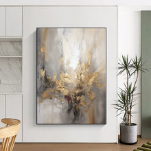 Load image into Gallery viewer, Gray - Gold Abstract Flower Acrylic Art - Ideal for Boutique Hotel Room &amp; Luxury Living Room Decoration LargeART0540
