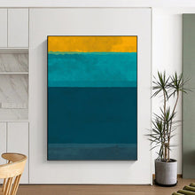 Load image into Gallery viewer, “Yellow, Teal and Blue Color - Block” - Modern Abstract Art on Canvas DKH1623
