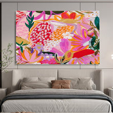 Load image into Gallery viewer, Vibrant Floral Abstract Painting on Canvas - “Tropical Blooms” DKH708

