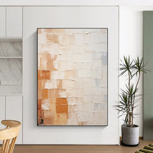 Load image into Gallery viewer, “Soft Color Block Textured Abstract” - Beige, Brown, White Abstract Art on Canvas DKH1331
