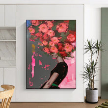 Load image into Gallery viewer, Pink &amp; Green Floral Head Abstract, Suited for Feminine Boudoir &amp; Art - Lover’s Living Room LargeART1952
