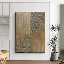 Load image into Gallery viewer, Golden Curved Lines Art for Luxury Hotel Lobby &amp; Modern Art - Lover’s Bedroom LargeART0885
