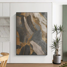 Load image into Gallery viewer, Gray - Gold Abstract Texture Art for Industrial - Chic Loft &amp; Art Gallery LargeART0849
