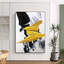 Load image into Gallery viewer, Oversized Black - Yellow Abstract Bold Acrylic for Dynamic Game Room LargeART0303
