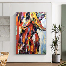 Load image into Gallery viewer, “Colorful Textured Horse Portrait” - Multicolor Abstract Art on Canvas DKH1272
