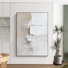 Load image into Gallery viewer, “Layered Textured White - Beige” Abstract Minimalist Painting on Canvas, Serene Wall Art DKH978
