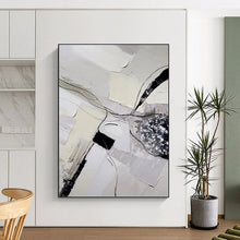 Load image into Gallery viewer, “Monochrome Textured Abstraction with Lines” - Grey, Black Abstract Art on Canvas DKH1172

