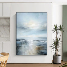 Load image into Gallery viewer, “Seascape Hush” – Blue &amp; Gray Coastal Abstract Acrylic with Soft Textures DTP059
