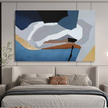Load image into Gallery viewer, Geometric Abstract Painting in Cool Colors for Mid - Century Modern Home &amp; Art Gallery DKH173
