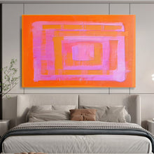 Load image into Gallery viewer, Orange - Pink Geometric Abstract Painting On Canvas DKH368
