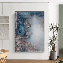 Load image into Gallery viewer, Hand - painted Large - scale Blue and Gray Muted Abstract Acrylic Art for Calm Waiting Rooms LargeART0021
