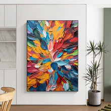 Load image into Gallery viewer, Grand Hand - painted Textured Color Burst Flower Acrylic Art for Eclectic - Style Dining Nooks LargeART0236
