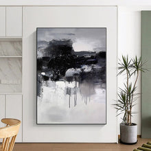 Load image into Gallery viewer, Grand Black - White Monochrome Drip Abstract Acrylic Art for Gallery Wall &amp; Executive Office LargeART0376
