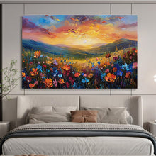 Load image into Gallery viewer, Mountain Sunset “Flower Valley” Painting on Canvas, Scenic Impasto Art DKH837
