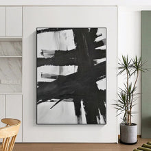 Load image into Gallery viewer, Massive Bold Black - White Abstract Acrylic for Gallery - like Home LargeART0266
