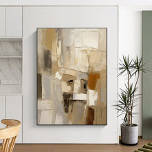 Load image into Gallery viewer, Neutral Toned Abstract Blocks Acrylic Art - Great for Minimalist Home Office &amp; Rustic - style Library LargeART0610
