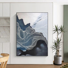 Load image into Gallery viewer, Large - Format Black and White Wavy Lines Acrylic for Modern Dance Studio &amp; Minimalist Office LargeART0358
