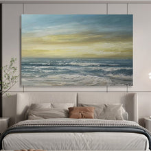Load image into Gallery viewer, Golden Horizon Over the Waves Abstract acrylic painting DLZ033
