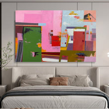 Load image into Gallery viewer, Pink - Dominant Geometric Abstraction Abstract acrylic painting DLZ013

