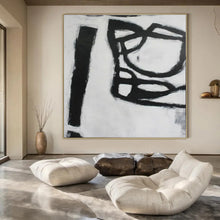 Load image into Gallery viewer, Black &amp; White Abstract Forms Painting, Perfect for Modern Gallery &amp; Monochrome Study LargeART1415
