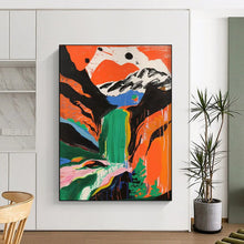 Load image into Gallery viewer, “Color - Drenched Mountain Waterfall” – Vivid Landscape Painting with Free - flowing Colors DTP105
