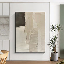 Load image into Gallery viewer, “Layered Neutral Abstraction” - Beige, Black Abstract Art on Canvas DKH1162
