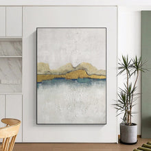Load image into Gallery viewer, Oversized Gold - Accented Minimalist Abstract Acrylic Art for Luxury Bedroom &amp; High - End Office LargeART0413
