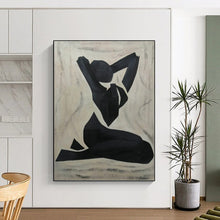 Load image into Gallery viewer, “Black and White Figure Silhouette” - Minimalist Figurative Art on Canvas DKH1565
