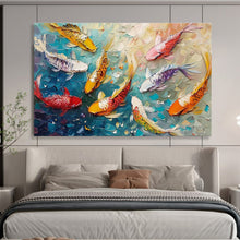 Load image into Gallery viewer, Colorful Koi Fish Abstract Painting on Canvas - “Lucky Carp” DKH705
