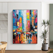 Load image into Gallery viewer, Vibrant Colorful City Street Abstract Painting, Suited for Urban - Themed Café &amp; City - Lover’s Living Room LargeART1911
