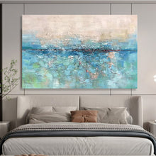 Load image into Gallery viewer, Blue - Green Abstract Painting On Canvas with Textured Layers DKH355
