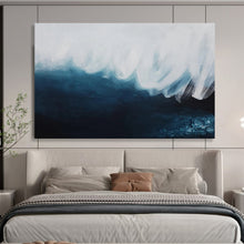 Load image into Gallery viewer, Blue - White Abstract Wave Painting for Nautical Bedroom &amp; Coastal Restaurant DKH039
