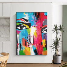 Load image into Gallery viewer, Abstract Expressionist Face Art, Bold Color - Dripped Painting for Creative Studio &amp; Eclectic Living Room LargeART2220
