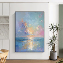 Load image into Gallery viewer, Impressionistic Abstract Sunset Art, Color - Blended Coastal Painting for Beach House Living Room &amp; Relaxation Nook LargeART2202

