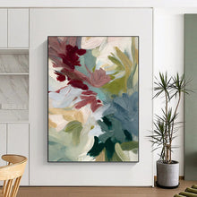 Load image into Gallery viewer, “Soft Pastel Floral Abstraction” - Blush, Green, Blue Flower Art on Canvas DKH1351
