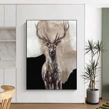 Load image into Gallery viewer, “Textured Stag Portrait” - Impasto Animal Art on Canvas DKH1462

