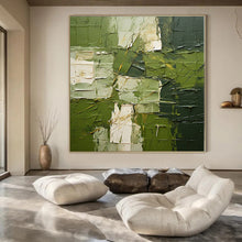 Load image into Gallery viewer, Grand Hand - painted Textured Green Layers Acrylic Art for Nature - Loving Lounges LargeART0187
