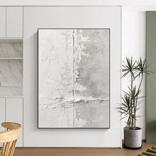 Load image into Gallery viewer, “White Textured Wall” – White &amp; Gray Abstract Acrylic with Rough Textures DTP066
